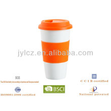 13oz porcelain travel coffee mug with silicone lid